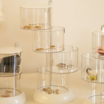 沐慕家居 360旋轉透明分層收納盒 四層 Set  5.5 x 8.5 x 24cm  透明  2個