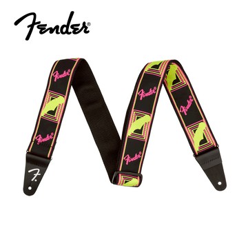 Fender Neon Monogrammed Strap 吉他背帶 黃粉【敦煌樂器】