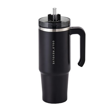 OSLO Revolve 把手隨行杯 雙層不鏽鋼保溫杯 900ml  黑色  1個