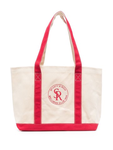 Sporty & Rich - logo print canvas tote bag - unisex - Fabric - One Size - Neutrals