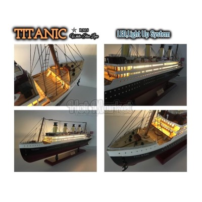 特大 80cm 完成済み 木製模型 TITANIC タイタニック号 豪華客船 LED 