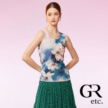 【GLORY21】網路獨賣款-etc.質感滿版印花圓領背心-杏色