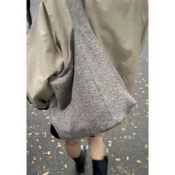 ZAR FENDEN慵懶風托特包秋冬毛呢單肩包百搭休閑女包大容量腋下包