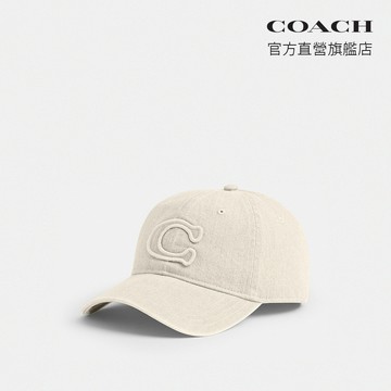 【COACH】經典SIGNATURE貼飾棒球帽-粉筆白色(CCN89)｜官方直營