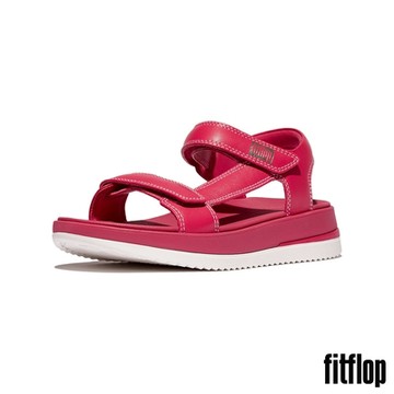 【FitFlop】SURFF 調整式撞色縫線皮革後帶涼鞋-女(都會白/野生覆盆莓色)