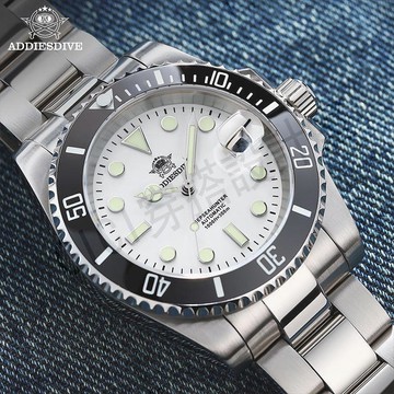 新款水鬼夜光手錶石英男鋼帶男士腕錶防水時尚夜光男表【亞德機械五金家居】