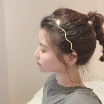 韓版網紅發箍金屬波浪頭箍成人外帶百搭簡約發窟細邊洗臉束發頭飾