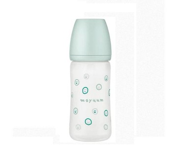 MOYUUM 韓國 寬口矽膠玻璃奶瓶(2m+)240ml微笑泡泡(8809926451246) 670元