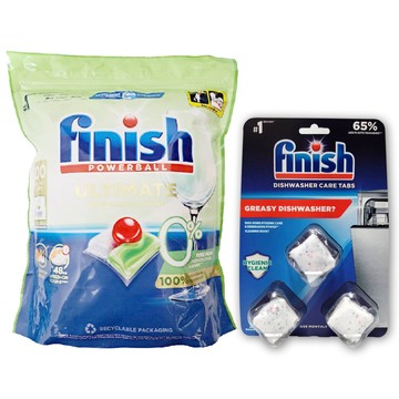洗碗機洗劑 FINISH 零添加洗碗錠-100顆+3顆洗碗機體清潔-平輸品