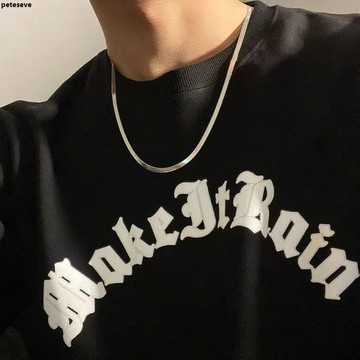 【朋克風項鏈】歐美嘻哈個性簡約扁平蛇骨鏈 潮男女鈦鋼鎖骨項鏈 不掉色刀片鏈配飾 choker項鍊 項鍊吊墜 鈦鋼項鍊 項