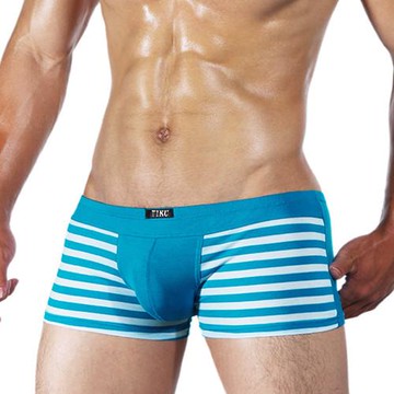 TIKU 梯酷~ 條紋派對 棉質透氣超彈 平口男內褲 -藍白 (LC1238)