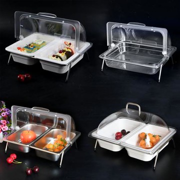 自助餐涼菜食物展示架點心架塑料罩子透明翻蓋防塵食品蓋單層小號