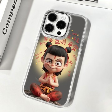 哪吒 魔童閙海 鏡面手機殼 蘋果i6手機殻 iPhone14 Promax 15 iPhone13保護殼 防摔大孔硬殼