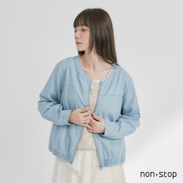 non-stop 百搭丹寧拉鍊圓領外套-2色