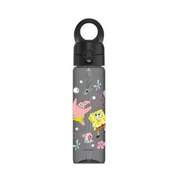 磁吸水壺 AquaStand Tritan 800cc - 附吸管 黑 - 海綿寶寶 SpongeBob - 比奇堡貼紙款