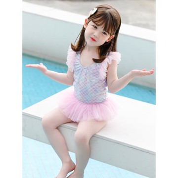 ins兒童泳衣女童可愛卡通連體芭蕾小公主裙式游泳衣寶寶小童泳裝