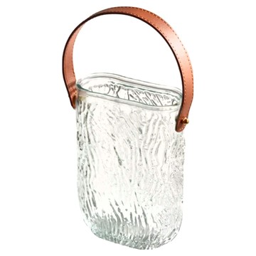 éclat 歐式輕奢皮革手提玻璃花瓶  13 x 6 x 18cm  花紋 透明色