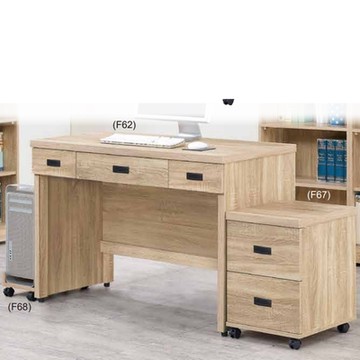 AS DESIGN 雅司家具-卡拉原切橡木4尺桌組-120*58*82cm-含活動櫃-主機架