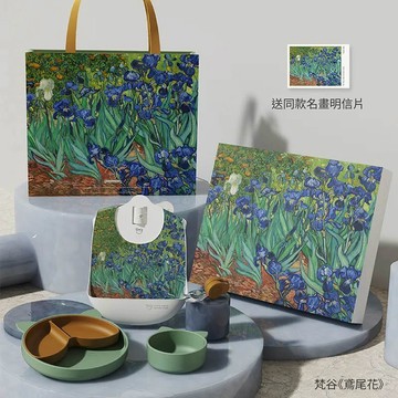 圍兜兜 Qlittle 寶寶餐具限量禮盒(梵谷-鳶尾花)