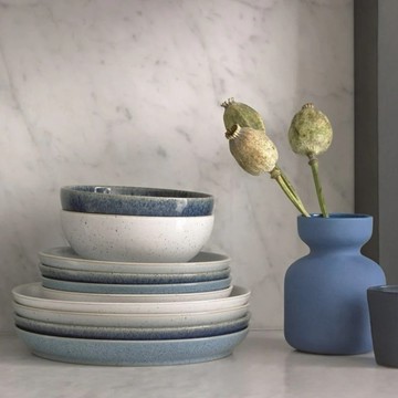 【Denby】藍色藝匠4色早餐邊盤-4入-21cm 客製卡片 盤子 餐具 餐盤 早餐盤 烤盤 禮盒包裝 可進微波爐