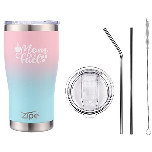 20 oz Stainless Steel Vacuum Insulated Tumbler  Mom Fuel  Tumbler with Li