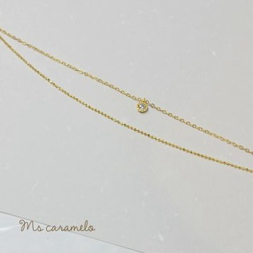 【焦糖小姐 Ms caramelo】925純銀 雙層單顆鋯石手鍊
