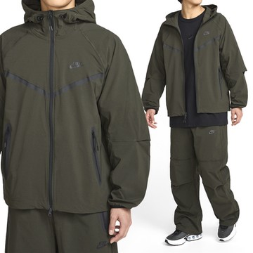 Nike TCH WVN WR FZ JKT 男款 綠色 休閒 寬鬆 口袋 拉鍊 運動 連帽 外套 HM7152-355