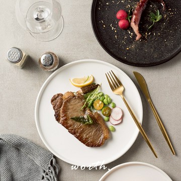 渥思【現貨】經典磨砂陶瓷盤 西餐盤 沙拉盤 菜盤 圓盤 家用餐盤 陶瓷餐具