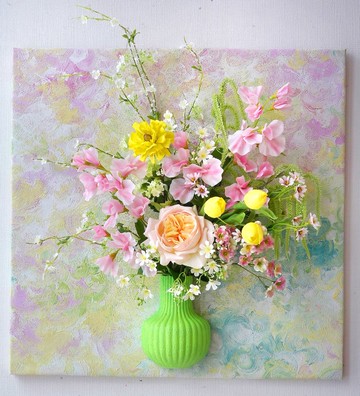 3D 牆面藝術品 春日絮語 佈置設計 仿真花結合畫 送禮