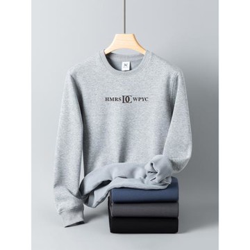 2025秋冬新款胖子圓領衛衣男加肥加大碼寬松休閑套頭加絨加厚上衣