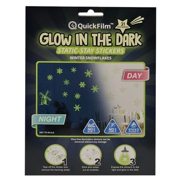 QuickFilm 夜光系列貼貼靜電無痕隨變壁貼 - 冬季 166mm X 175mm 6 sheets with 21 stickers  雪花
