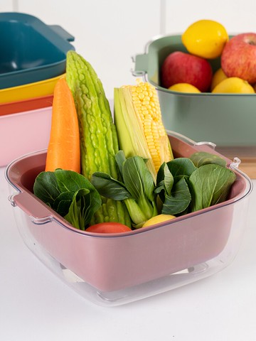 雙層洗菜盆瀝水籃子廚房家用洗菜籃子水果盤塑料漏水框