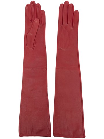 Manokhi - elbow-length leather gloves - women - Leather - 7.5 - Red