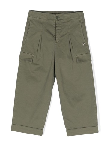 DONDUP KIDS - logo-plaque cotton cargo trousers - kids - Cotton/Polyester/Spandex/Elastane/Cotton - 2 yrs - Green