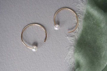 天然正圓淡水珍珠耳環 注金耳環 14Kgf Mini Dew Earrings