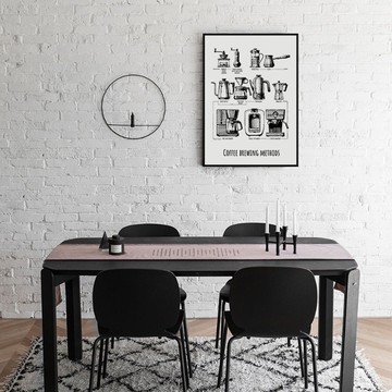 沖煮咖啡圖鑑-掛畫/咖啡廳/餐廳畫作/黑白/插畫/咖啡畫/北歐/cafe