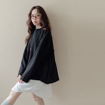 現貨★圓領下擺不規則拼接上衣(共2色)1209 【NR2532】