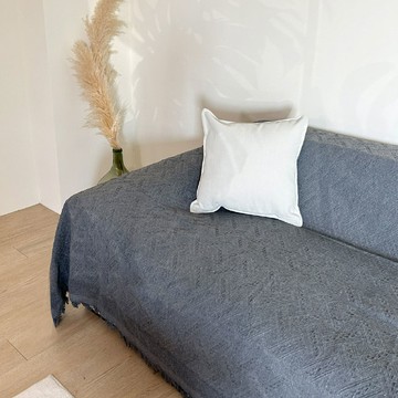 HOOM 編織沙發布 - 格子系列雙色編織  300 x 180cm  波西灰  1個