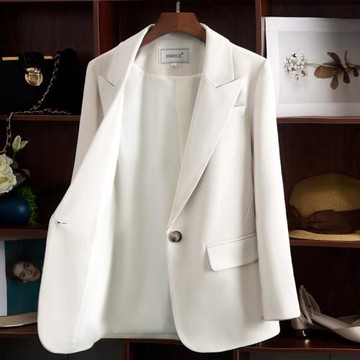 米白色小西裝外套女春秋小個子新款設計感小眾高級感西服休閑上衣