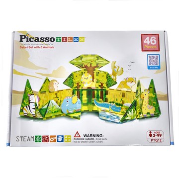 PicassoTILES 畢卡索 彩繪磁力片積木 動物森林組 46pc Set with 8 Animals  1盒