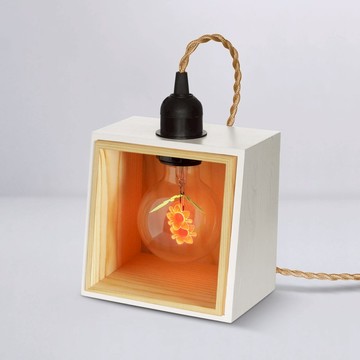 方形木制小夜燈 - 含1 個 太陽花球燈泡 Edison-Style 愛迪生燈泡