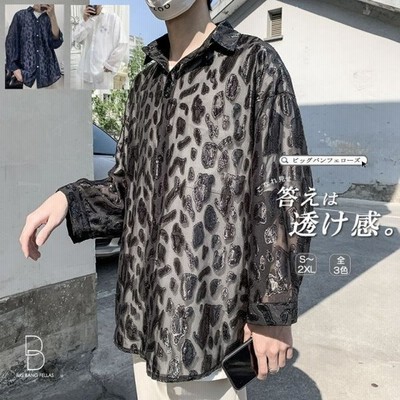韓国 ファッション メンズ シースルー シャツ ヒョウ柄 レオパード クラシカル エレガント ゴスロリ V系 パーティー 二次会 カジュアル 通販 Lineポイント最大get Lineショッピング