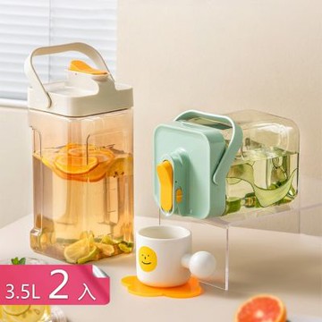 【荷生活】移動式大口徑大容量手提涼水壺 密封不外漏開關式水龍頭涼水壺-3.5L-2入組