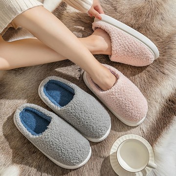 【ego life】撞色典雅毛絨保暖包頭室內拖鞋 多色可選