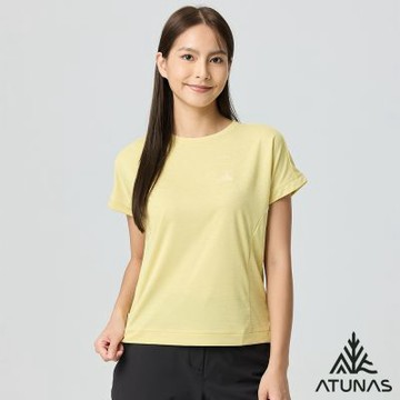 【ATUNAS 歐都納】女款循環ATUNAS-TEX短袖T恤A2TS2533WC奶油黃/吸濕快乾/輕薄舒適/抗紫外線/戶外休閒