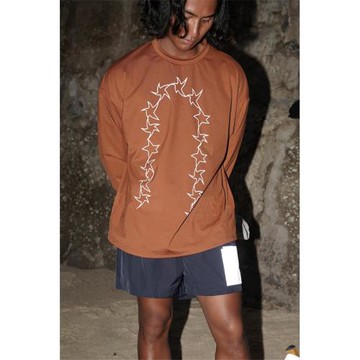 ok center 紅棕色 星星反光印花跑步T恤