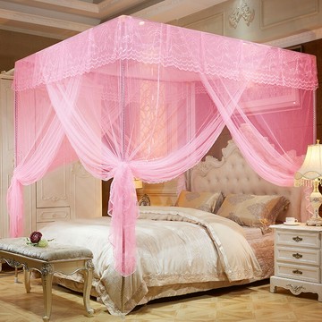 蚊帳 方形蚊帳 三開門蚊帳家用臥室新款高級公主落地蚊帳支架方型歐式宮廷單