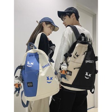 書包男大學生ins日系大容量簡約背包中學生高中少女拼色雙肩包包