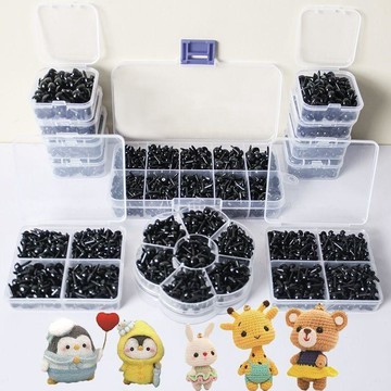 豆莢娃娃眼睛diy玩偶小狗眼珠直柱黑色眼球動物玩具眼睛鼻子配件