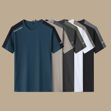 【臺北出貨】吸濕排汗衫 冰絲衣 涼感衣 運動衫男 夏季短袖T恤 彈力透氣短袖 冰絲速乾衣 圓領短袖 L-8XL大尺碼